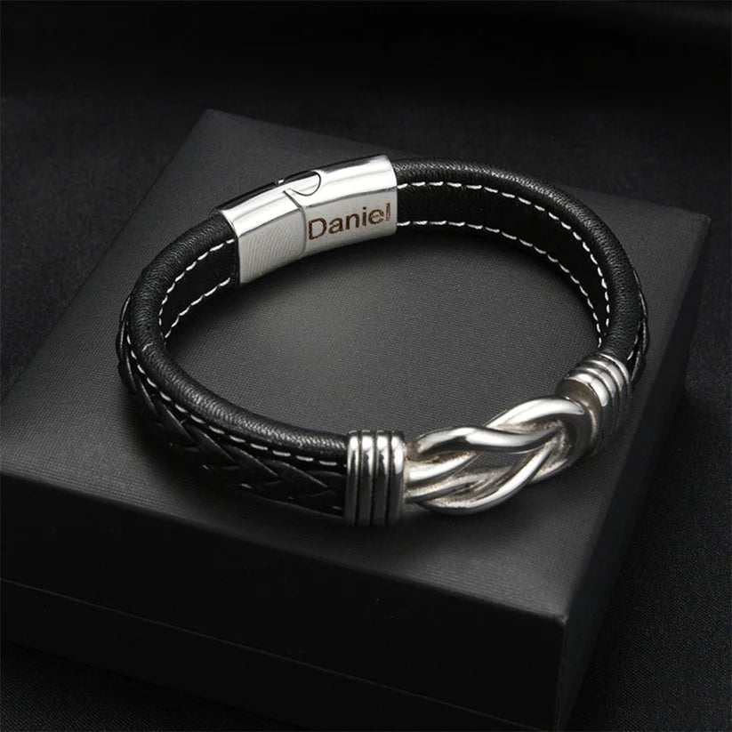 "To my Son" Infinity Knot Bracelet With Engraved Name
