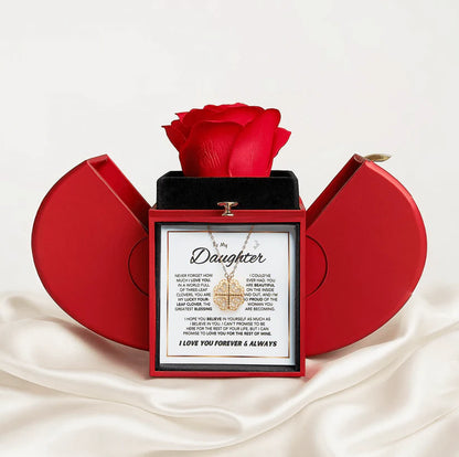 "To my Daughter" Four Leaf Clover Lucky Charm Necklace