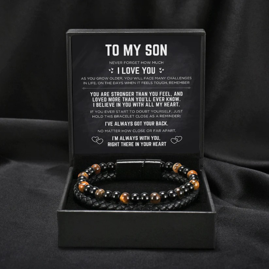 "To my Son" Tiger Eye Guardian Protection Bracelet